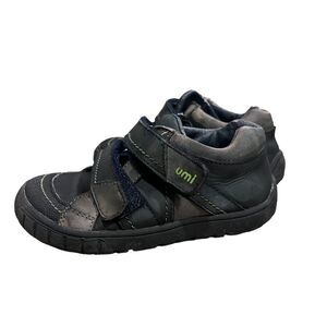 Umi leather hook and loop close boys Braden sneakers dark blue & grey size 8.5